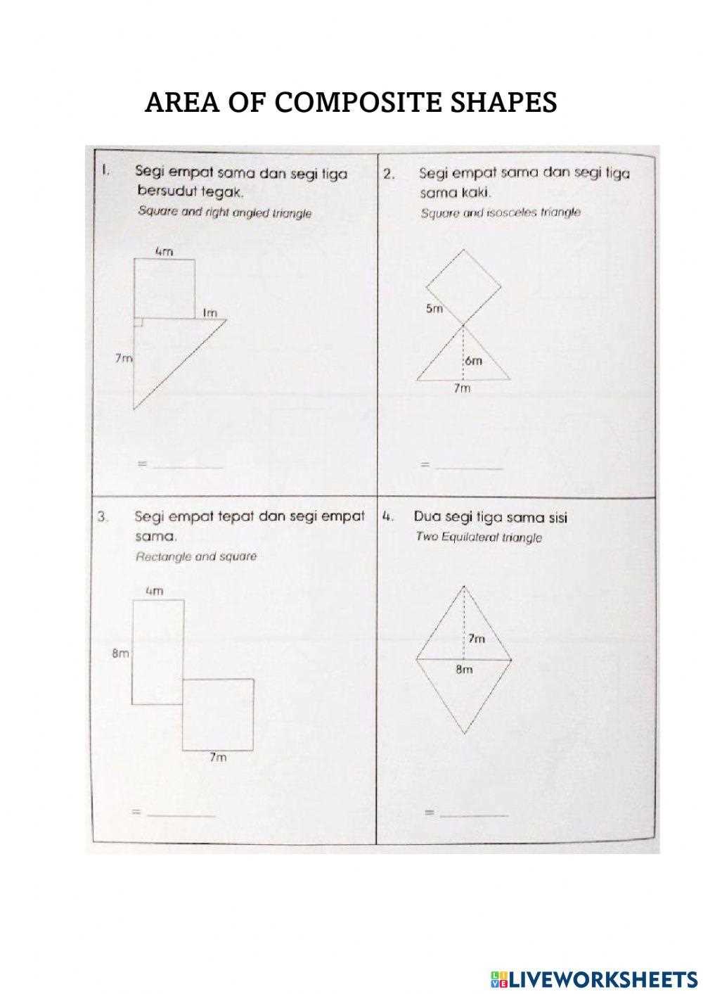 area of composite figures worksheet grade 5
