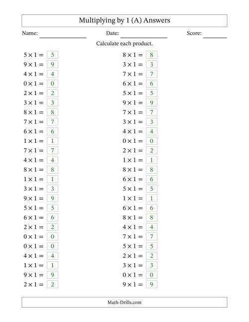 multiplying by 0 and 1 worksheets