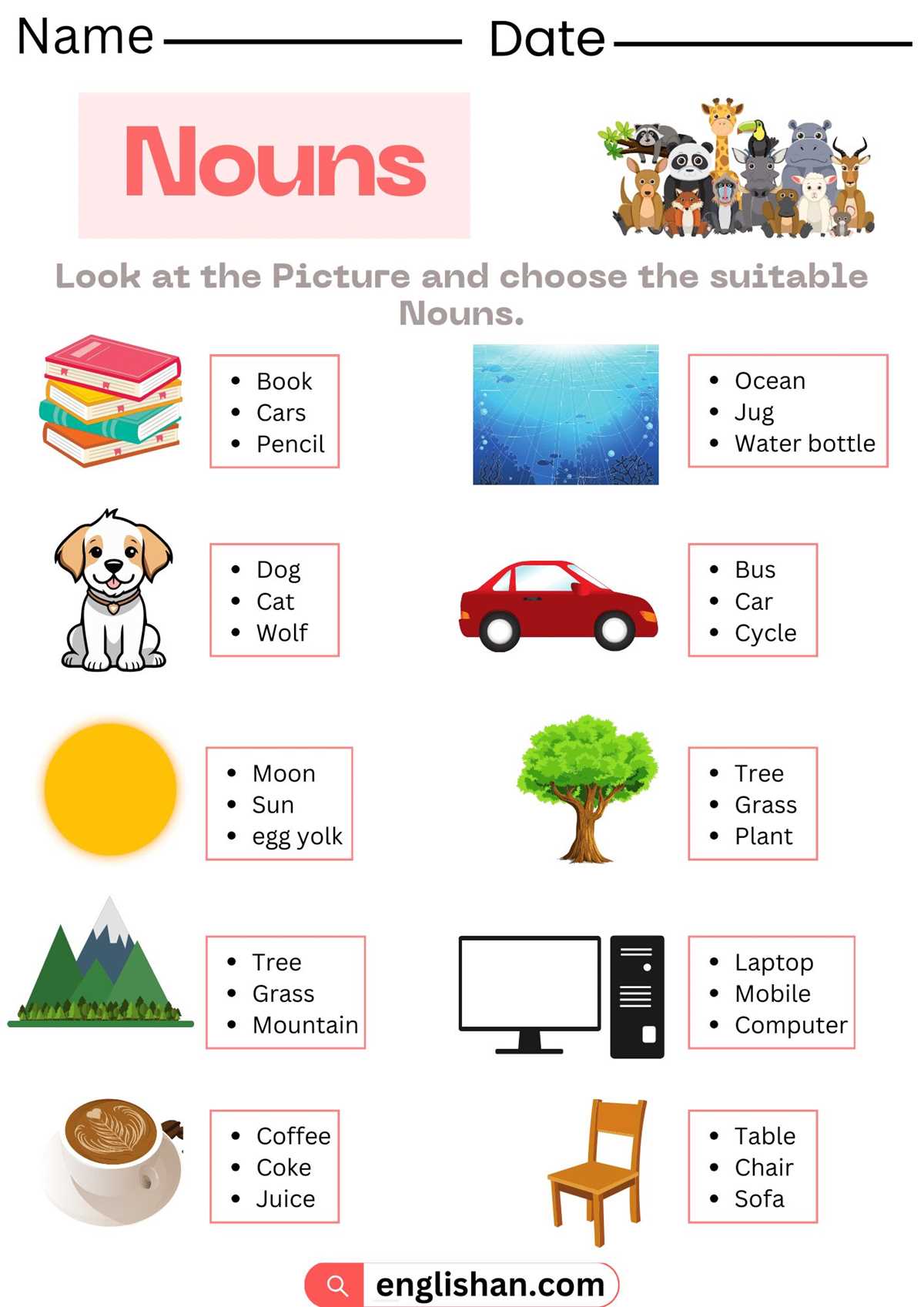 nouns worksheet