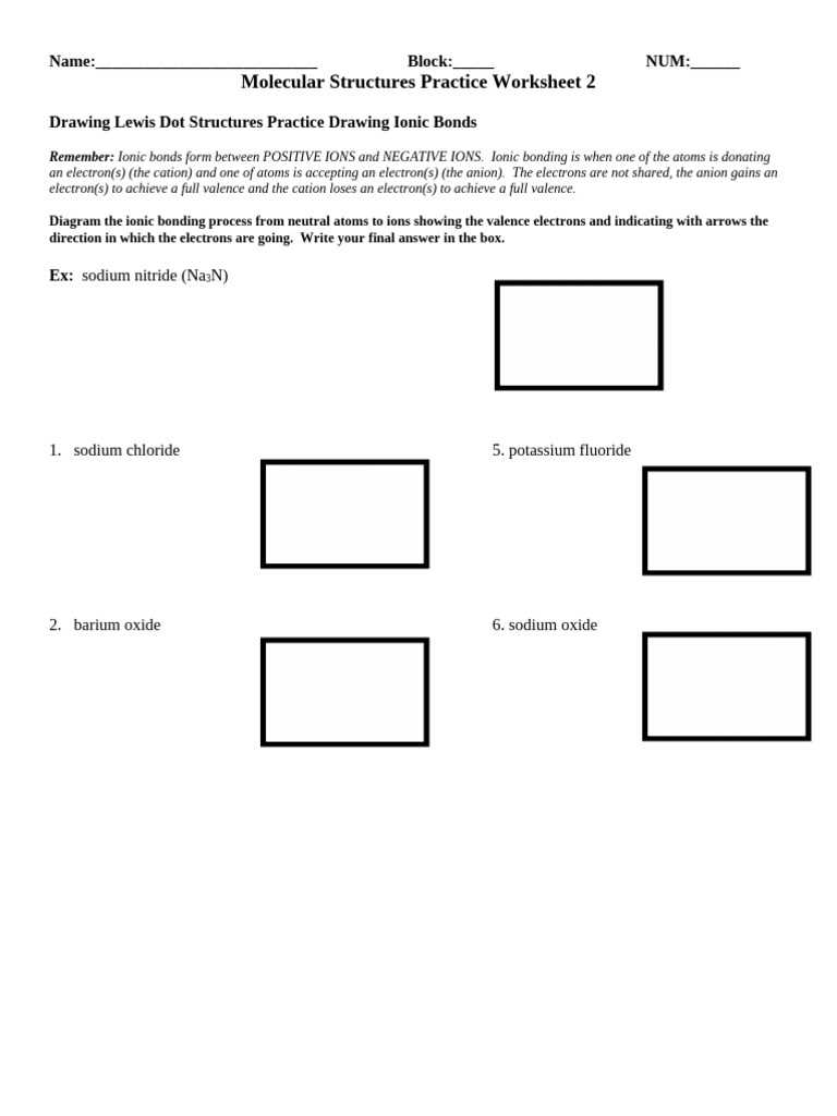 lewis structure practice worksheet