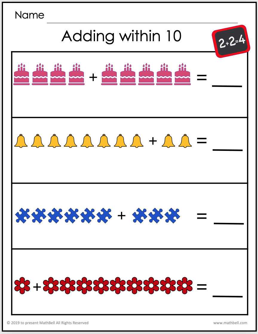addition within 10 worksheet