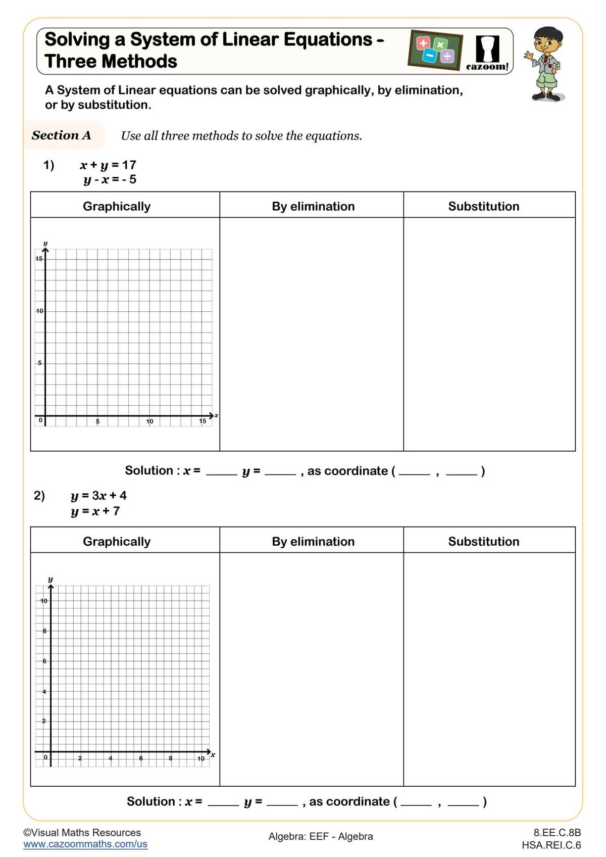 solving systems of equations worksheet