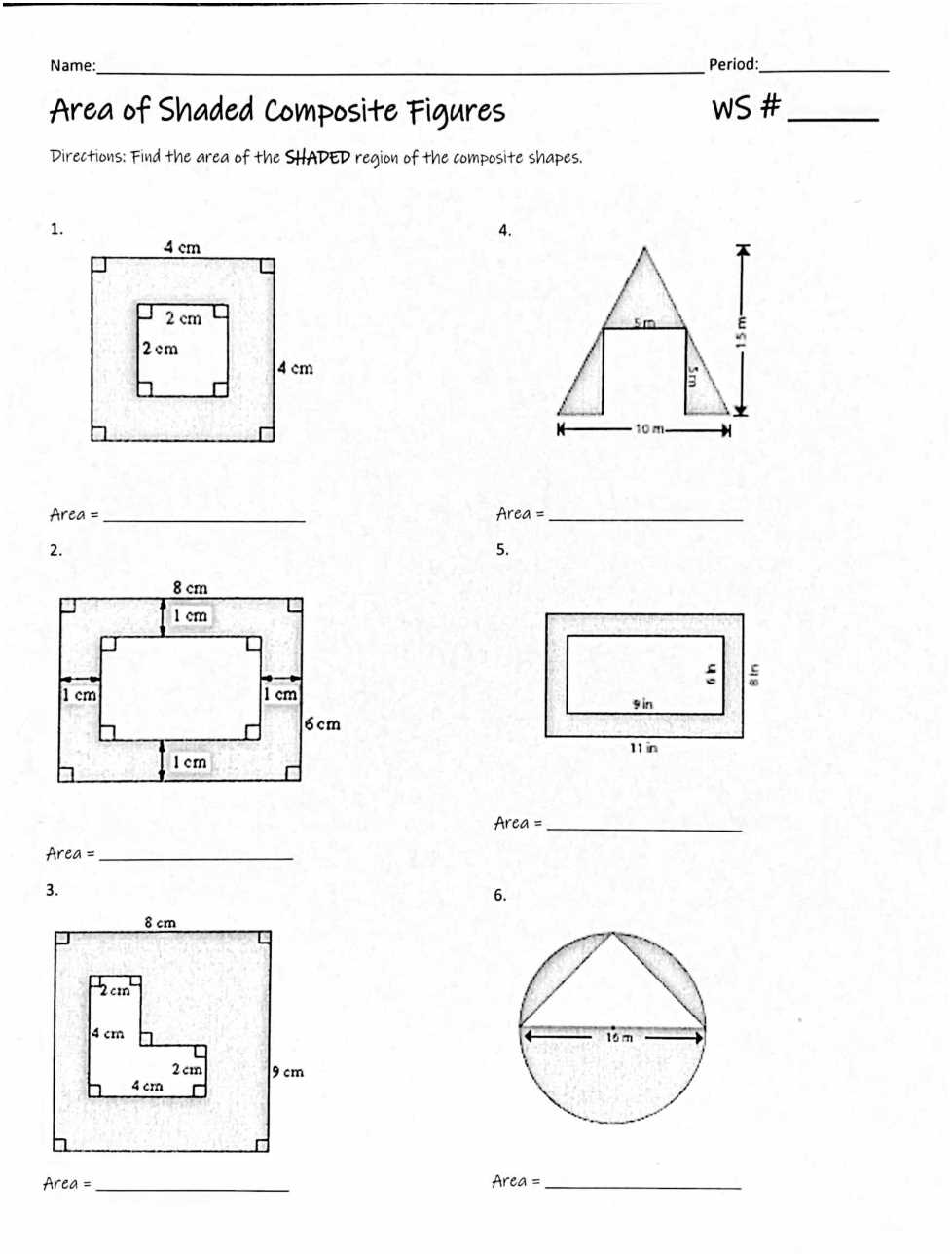 complex figures area worksheet