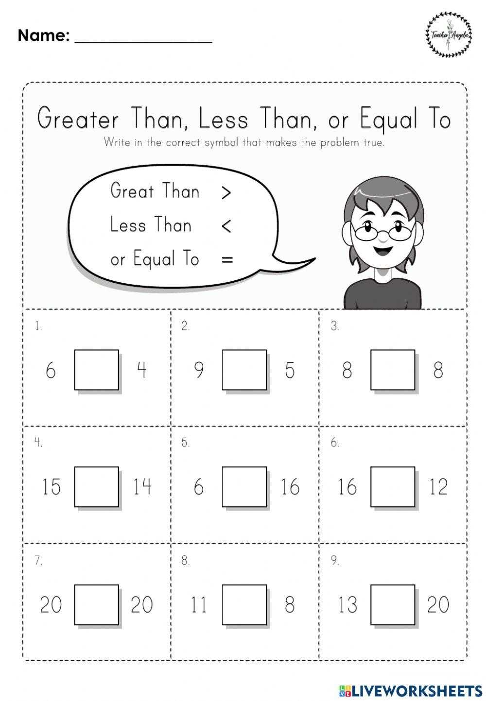 greater than less than worksheets grade 2