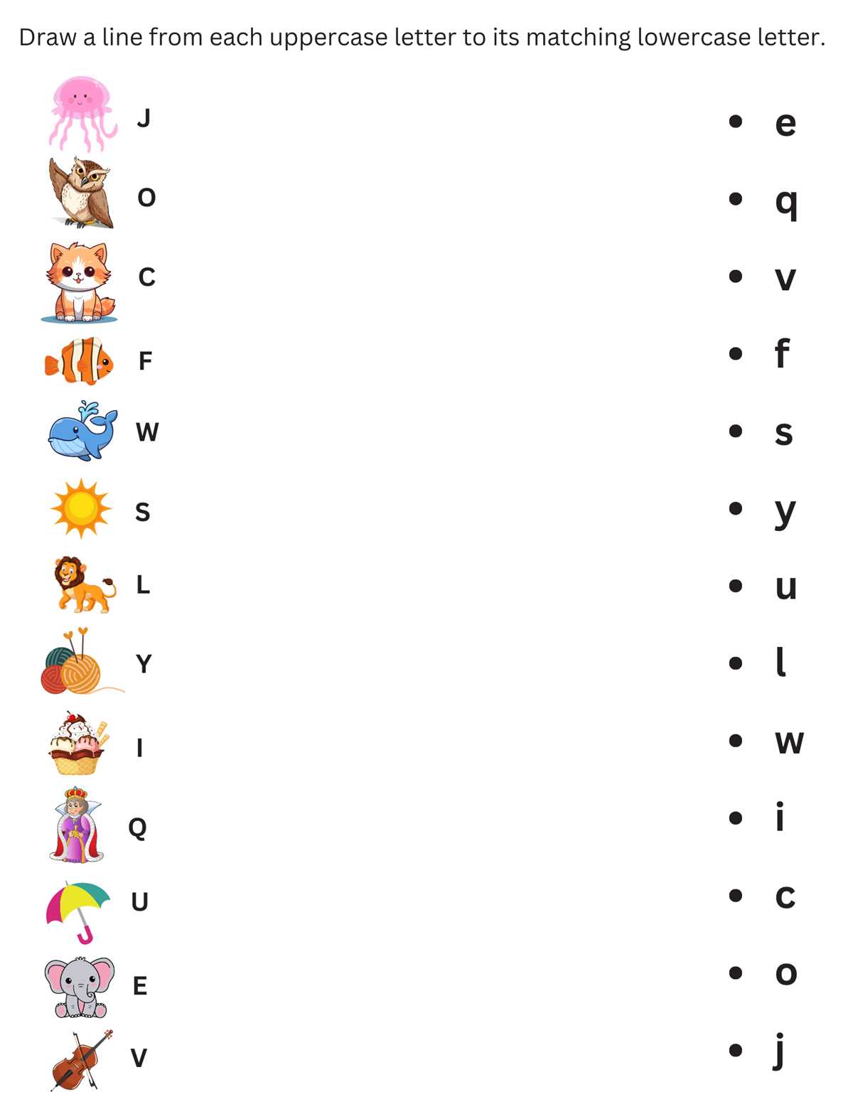 uppercase and lowercase matching worksheet