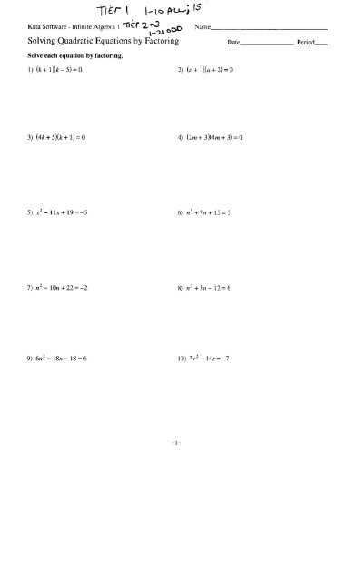 solving quadratic equation by factoring worksheet solving quadratic equation by factoring worksheet