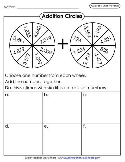 adding and subtracting four digit numbers worksheet