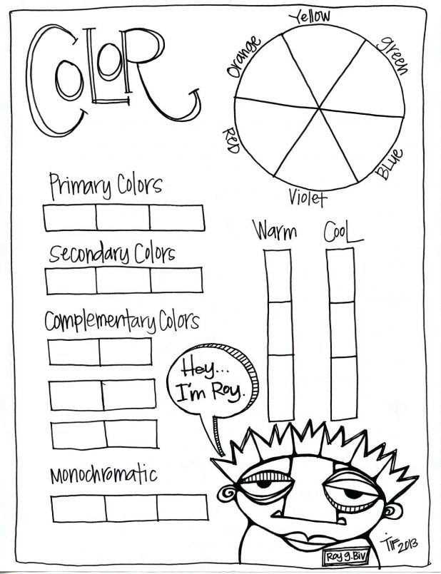 color wheel worksheet elementary