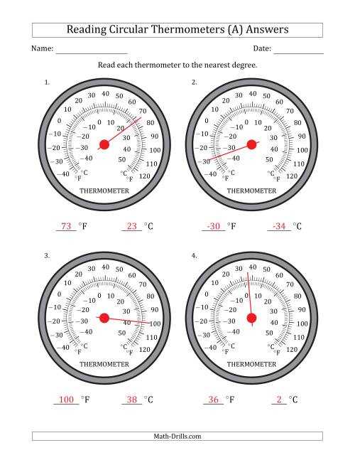 reading thermometers worksheet
