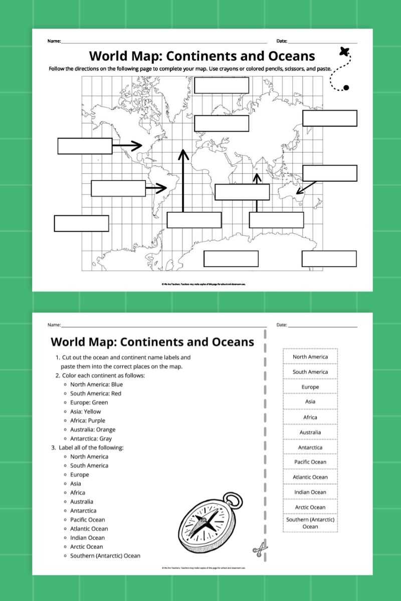 free printable continents worksheet