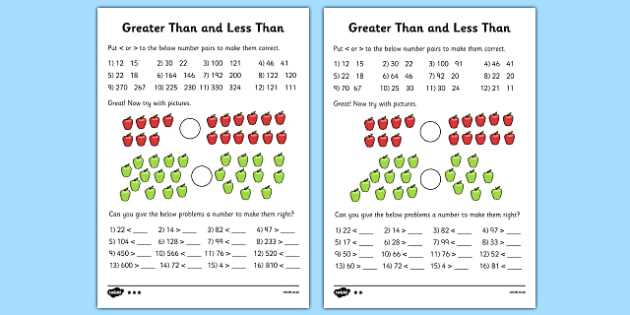 greater than and less than worksheet