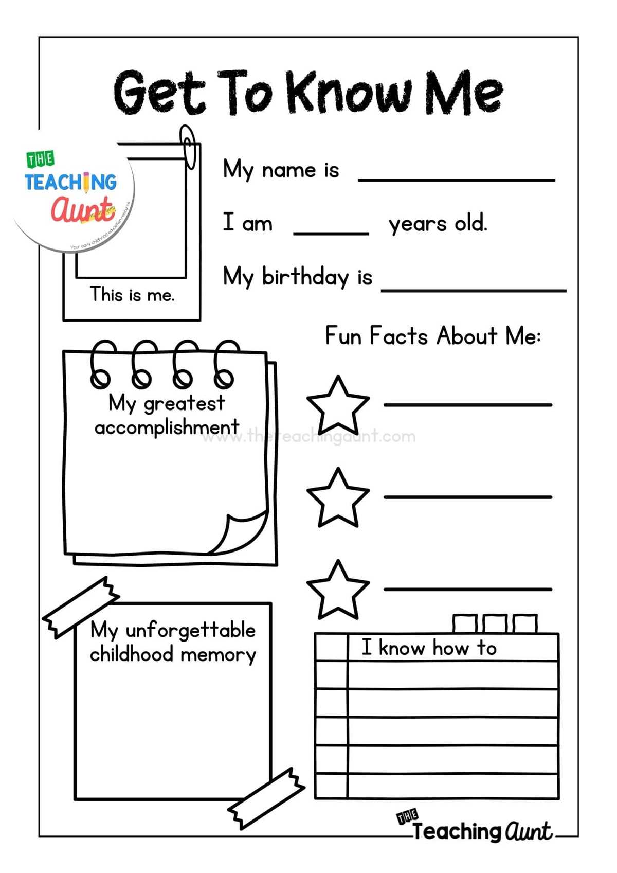 all about me worksheets for preschoolers