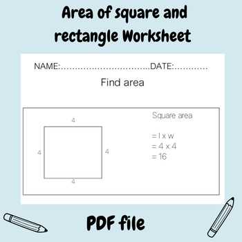 worksheet on area of square and rectangle