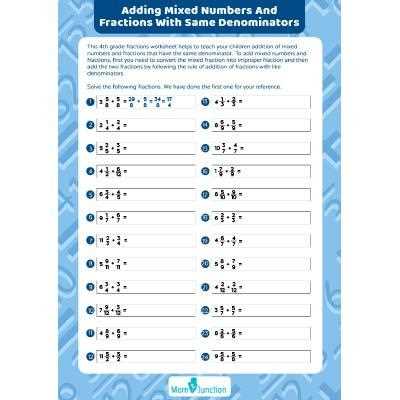 adding mixed numbers 4th grade worksheet