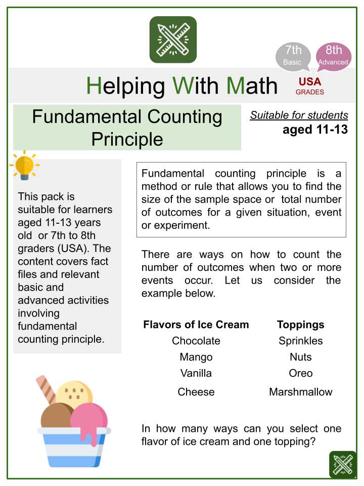 counting principle worksheet kuta