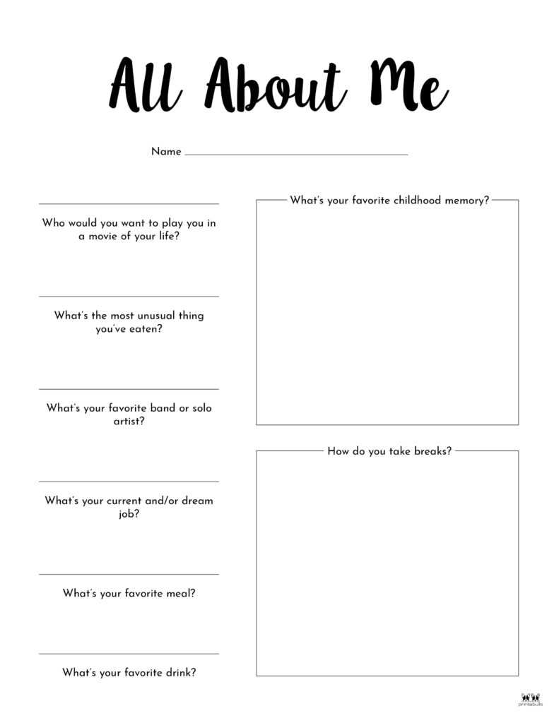 6th grade all about me worksheet