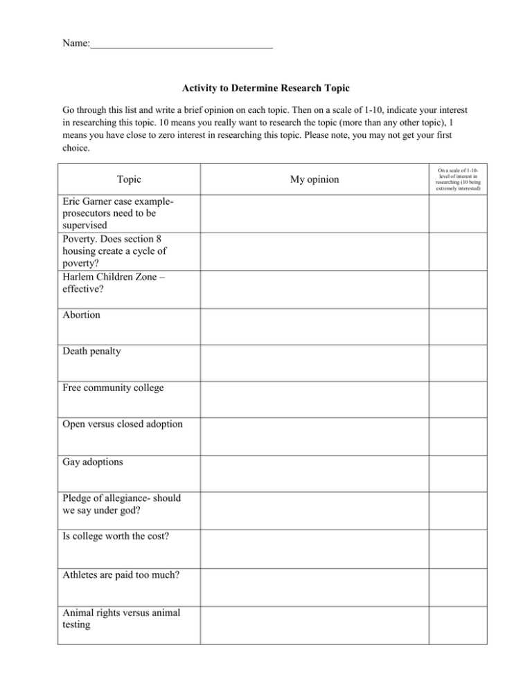 college research worksheet