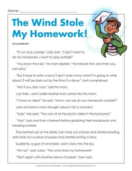 reading comprehension worksheets grade 3