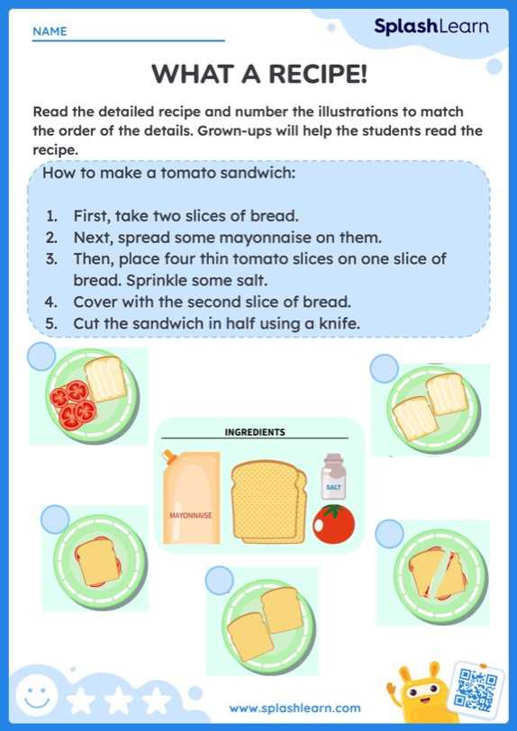 cooking worksheets