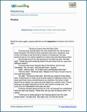 sequence events worksheet