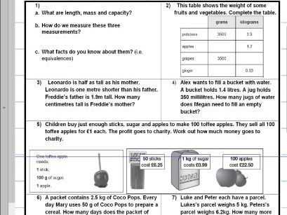 converting measurements worksheets ks2