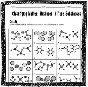 chemistry 1 worksheet classification of matter and changes