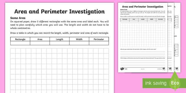 perimeter area worksheets