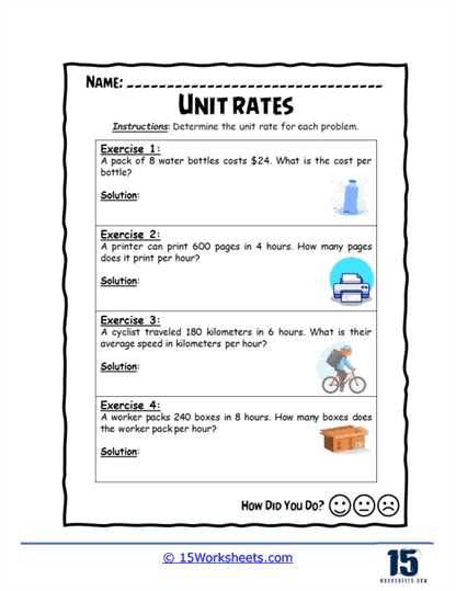 unit rate comparison worksheet