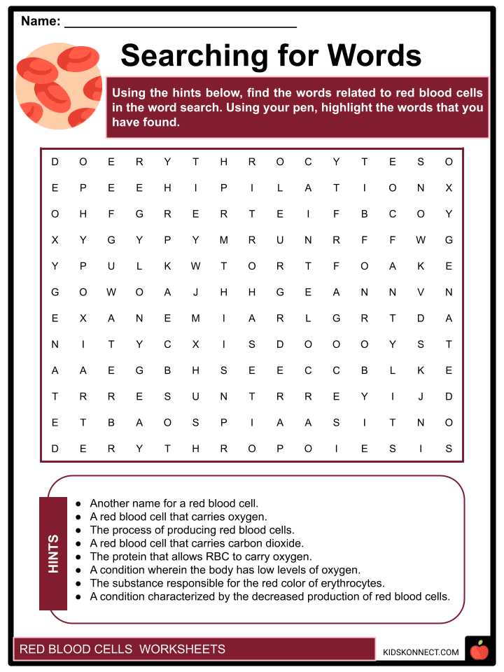 complete blood cell count worksheet