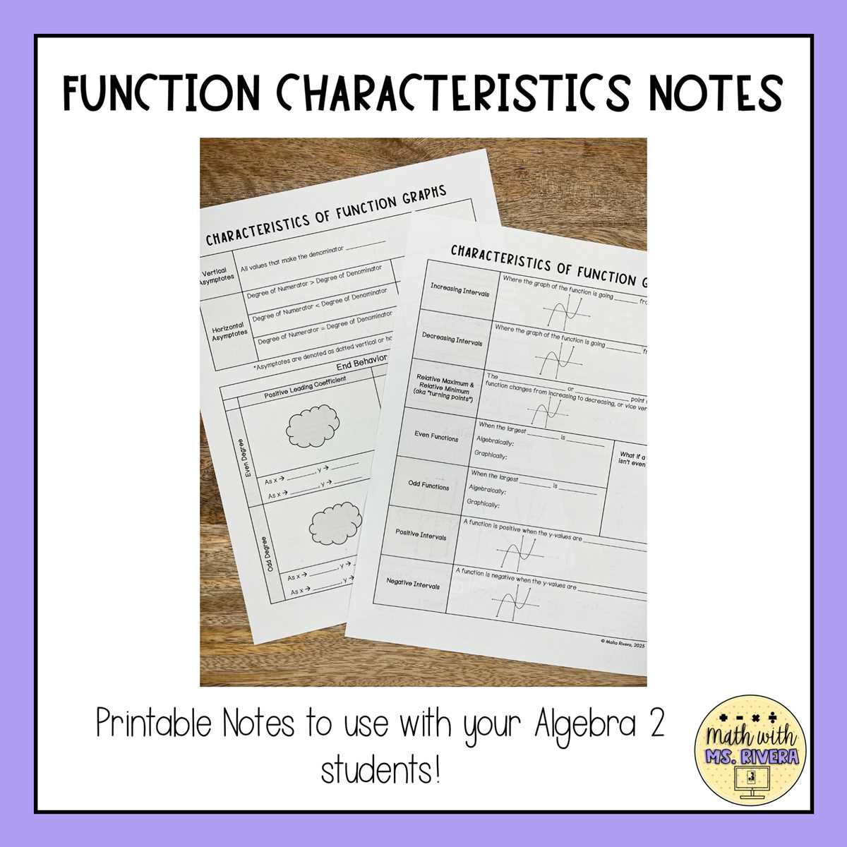 attributes of functions algebra 2 worksheet