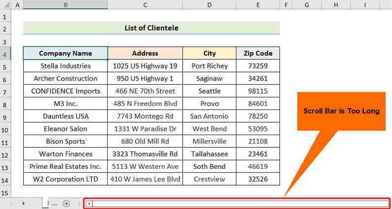 excel scroll bar in middle of worksheet
