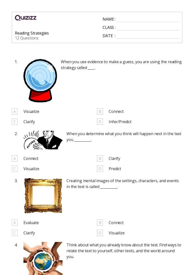 evaluating reading strategy worksheets
