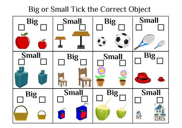 worksheets on big and small worksheets on big and small