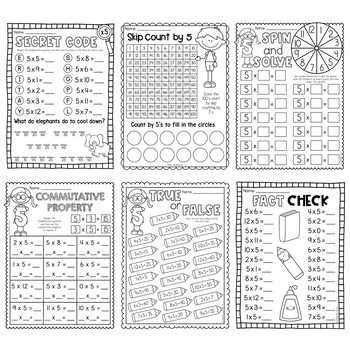 5 times table fun worksheet