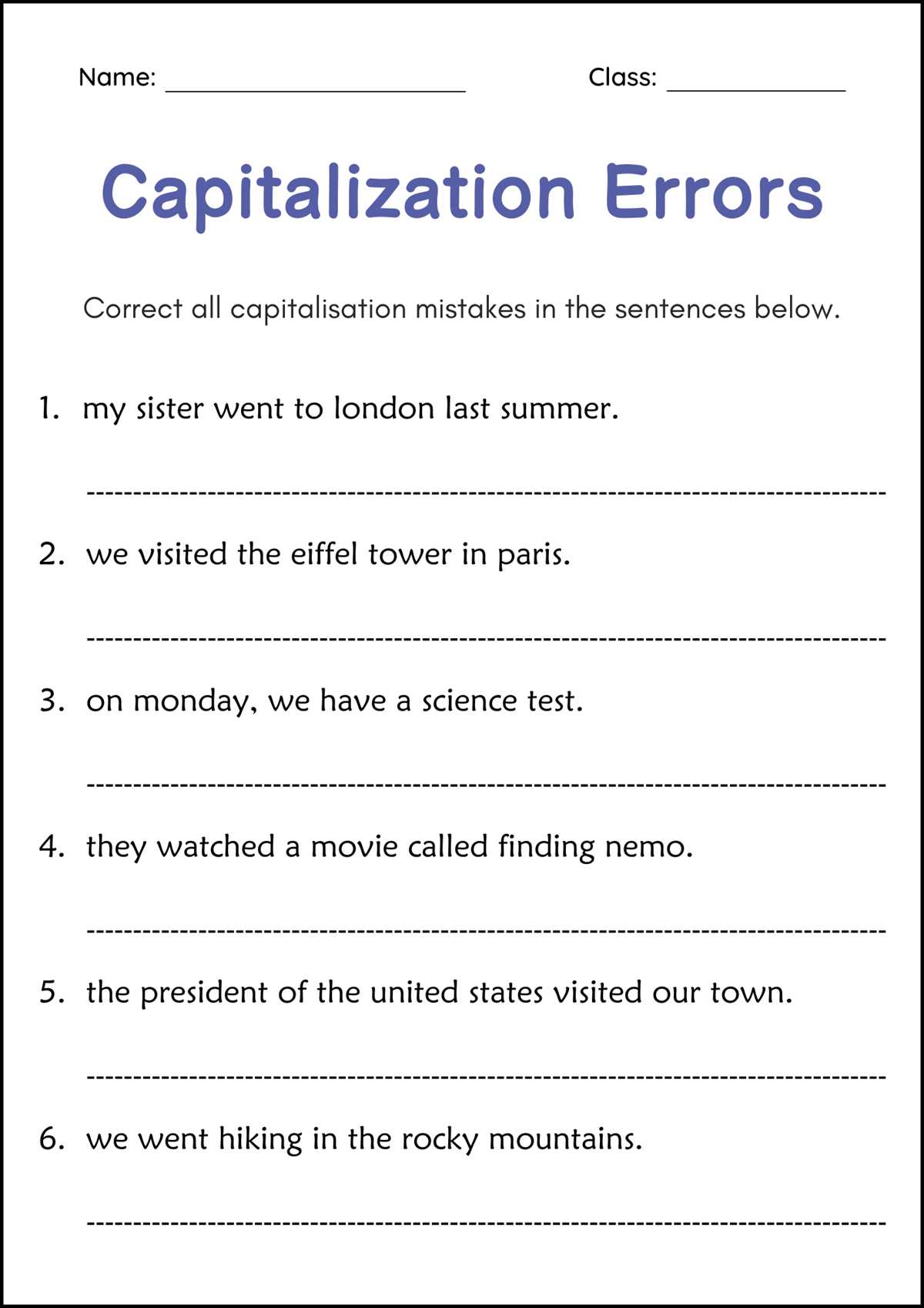 editing english worksheets