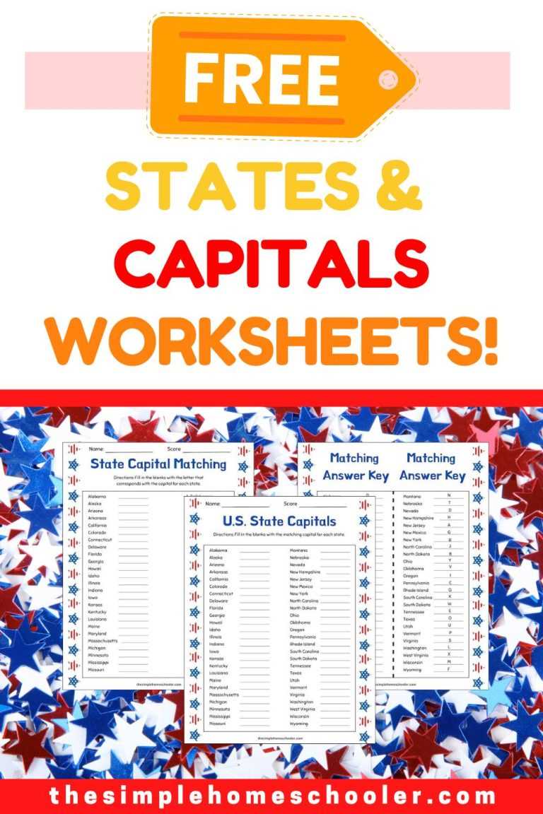 states and capital worksheet