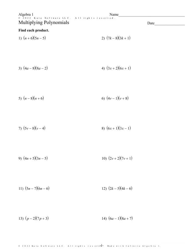 polynomial multiplication worksheet