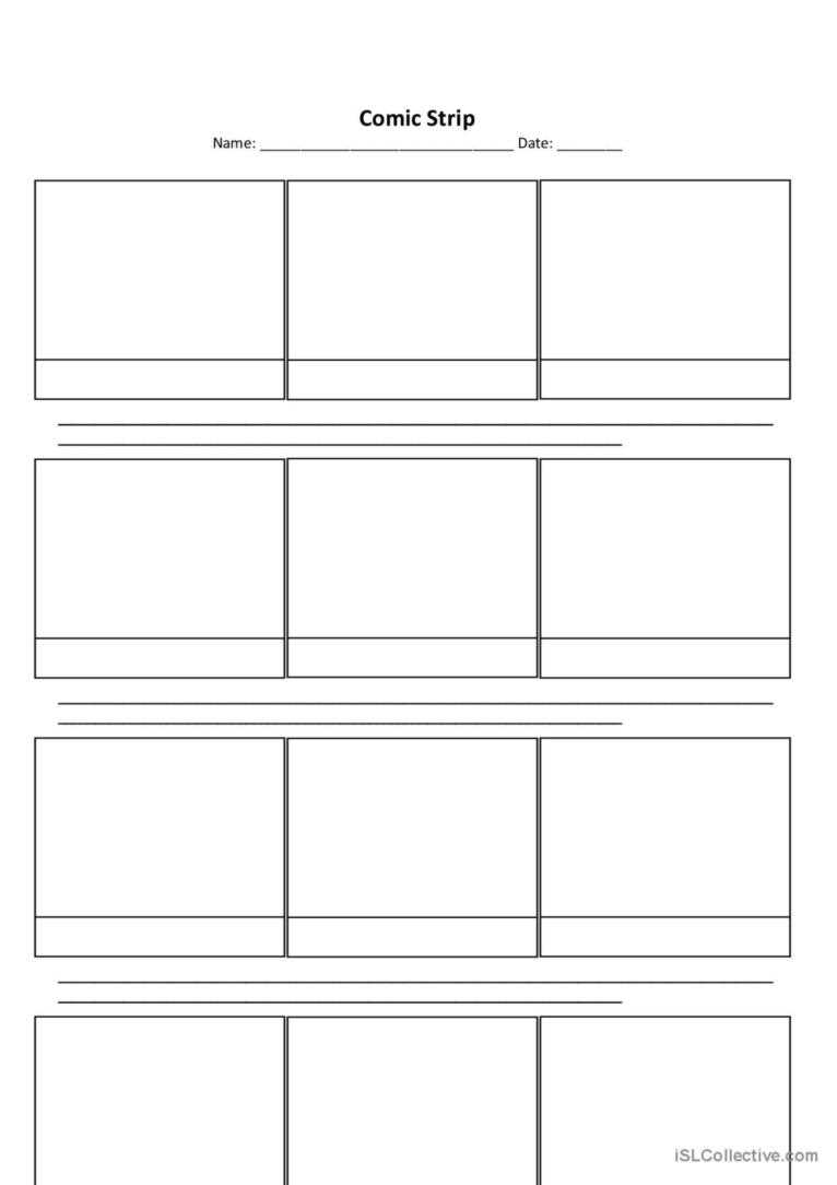 comic strip format worksheet