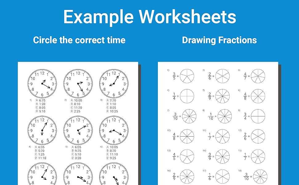 clock fractions worksheet
