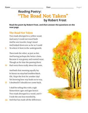 6th grade poetry worksheets