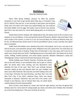 reading worksheets for 6th grade