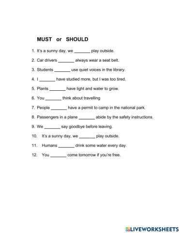 should exercises worksheets