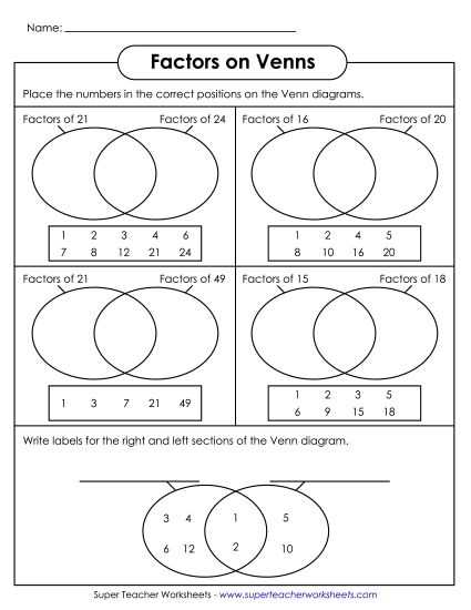factor tree worksheet