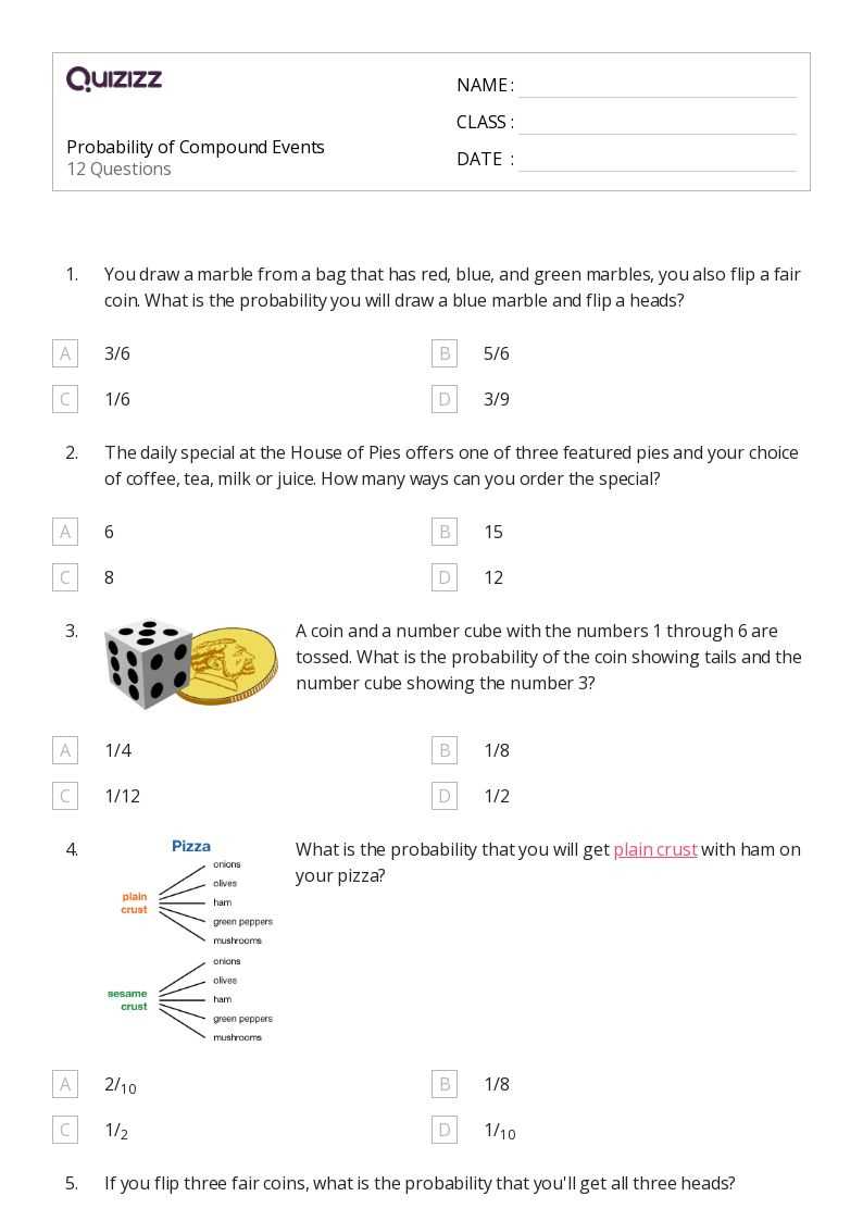 probability with compound events worksheet